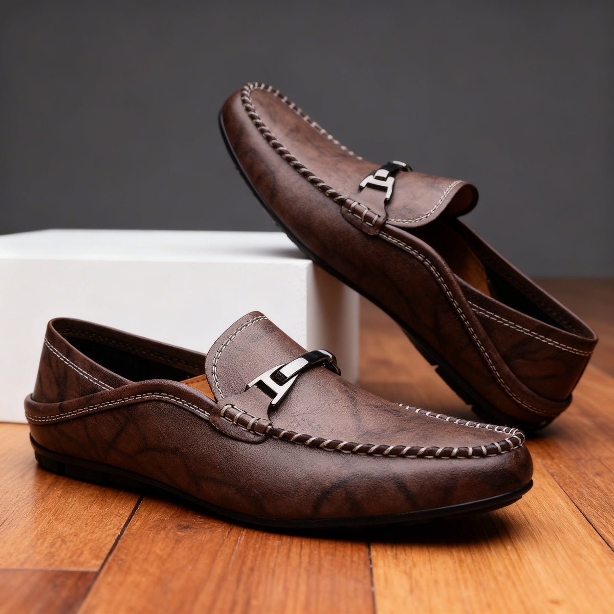 Maurizio | Men Italian Leather Loafers With Refined Front Detail Cushioned Footbed And Grip Sole For Tailored Wear