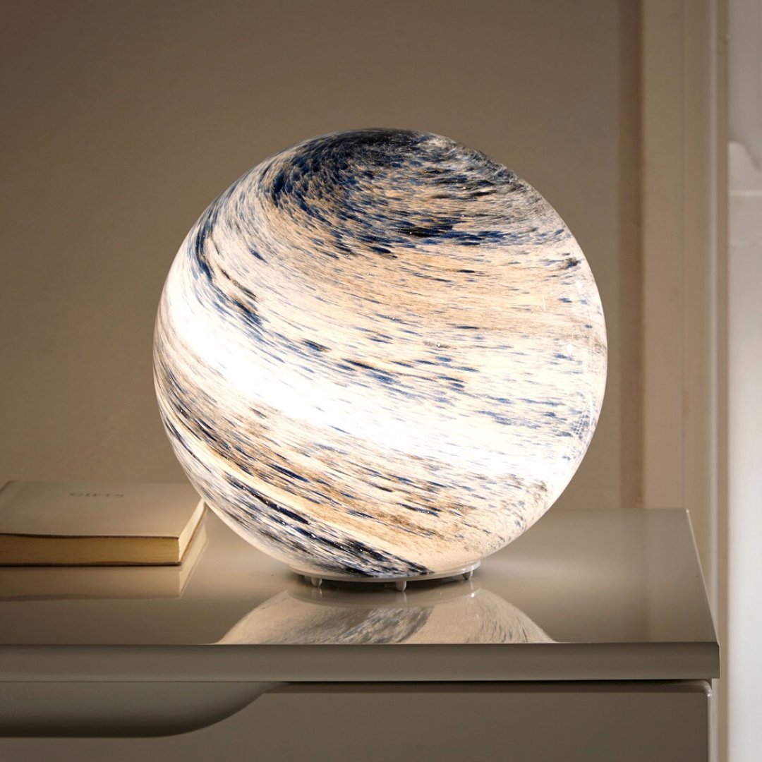 LunaCrystal – Elegant Glass Moon Lamp with Enchanting Cosmic Details for Atmospheric Spaces