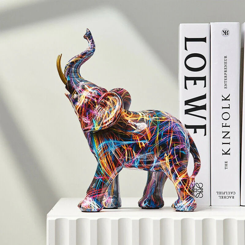 ElevaArt – Colorful Graffiti Elephant Figurine for Modern Art Lovers
