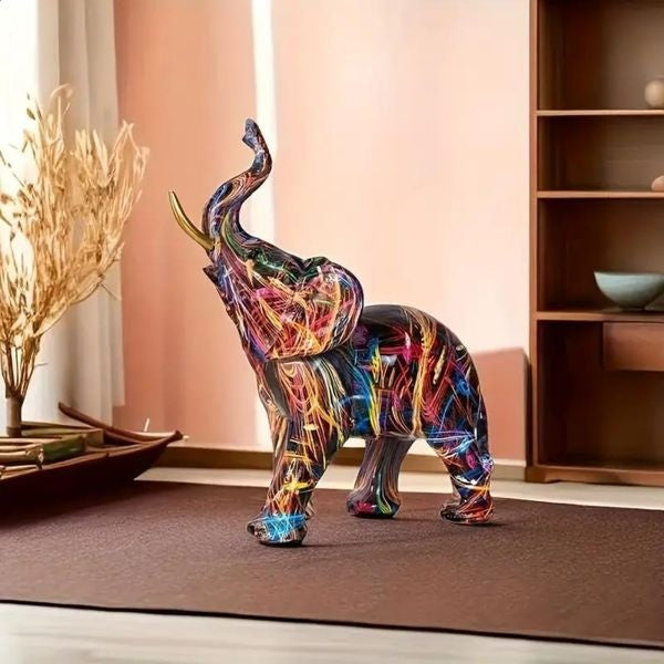 ElevaArt – Colorful Graffiti Elephant Figurine for Modern Art Lovers