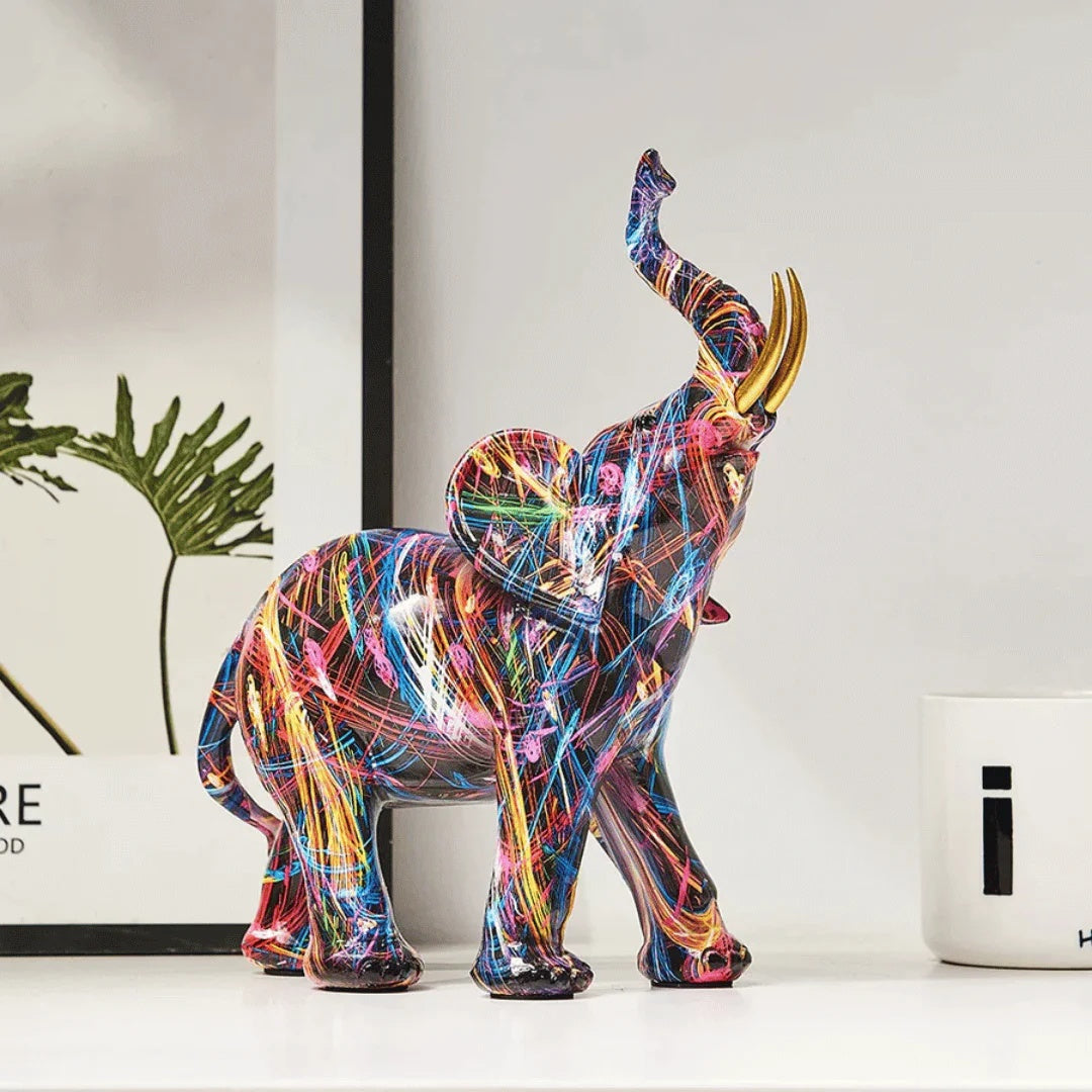 ElevaArt – Colorful Graffiti Elephant Figurine for Modern Art Lovers