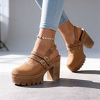 Delilah | Women Triple Buckle Slingback Platform Heels