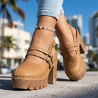 Delilah | Women Triple Buckle Slingback Platform Heels