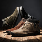 Davidson | Men Suede Sneakers With Hand Cut Panels Reinforced Side Seams Shock Absorbing Midsole And Cushioned Insole