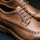 Owen | Men Grained Brogue Derbies With Welt Stitching Reinforced Panels Waxed Laces And Cushioned Interior