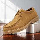Mason | Men Leather Lace Up Moc Toe Shoes With Padded Interior Apron Stitching And Deep Tread Sole For Daily Wear