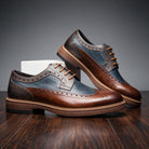 Owen | Men Grained Brogue Derbies With Welt Stitching Reinforced Panels Waxed Laces And Cushioned Interior