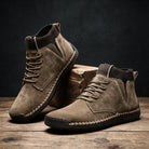 Davidson | Men Suede Sneakers With Hand Cut Panels Reinforced Side Seams Shock Absorbing Midsole And Cushioned Insole