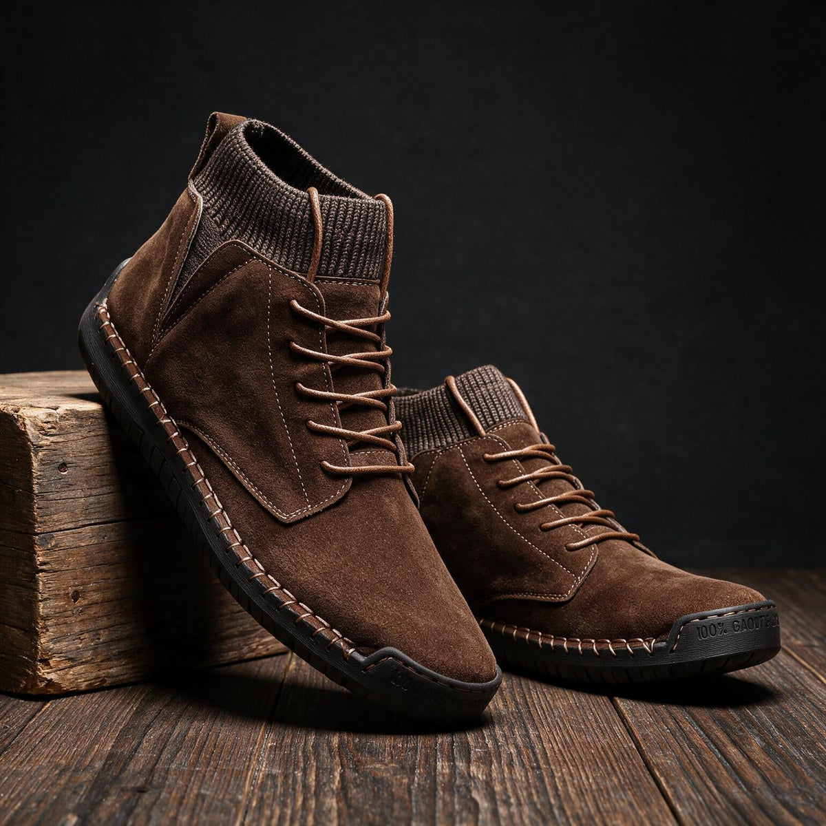 Davidson | Men Suede Sneakers With Hand Cut Panels Reinforced Side Seams Shock Absorbing Midsole And Cushioned Insole