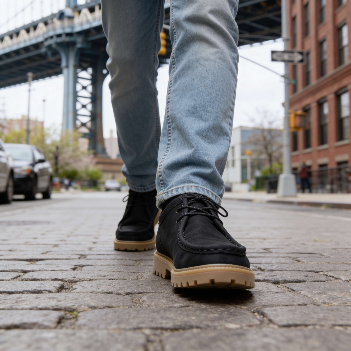 Mason | Men Leather Lace Up Moc Toe Shoes With Padded Interior Apron Stitching And Deep Tread Sole For Daily Wear