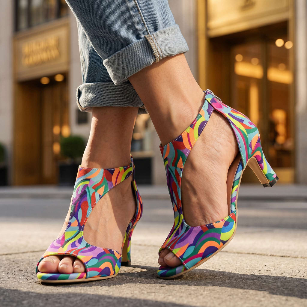 Savannah | Women T Strap Block Heels With Rear Zip