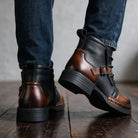 Andrew | Men Buckle Boots With Sturdy Welt Shock Absorbing Sole Cushioned Footbed And Hand Stitched Detailing