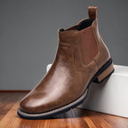 Thornton | Men Leather Side Zip Work Boots With Elastic Panels