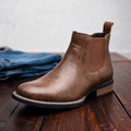 Thornton | Men Leather Side Zip Work Boots With Elastic Panels