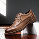 Owen | Men Grained Brogue Derbies With Welt Stitching Reinforced Panels Waxed Laces And Cushioned Interior