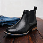 Thornton | Men Leather Side Zip Work Boots With Elastic Panels