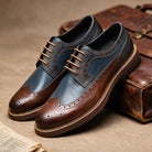 Owen | Men Grained Brogue Derbies With Welt Stitching Reinforced Panels Waxed Laces And Cushioned Interior