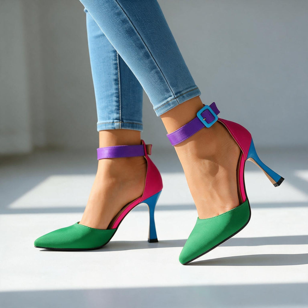 Jolene | Women Retro Ankle Strap Heels With Buckle Fastening