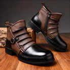 Andrew | Men Buckle Boots With Sturdy Welt Shock Absorbing Sole Cushioned Footbed And Hand Stitched Detailing