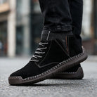Davidson | Men Suede Sneakers With Hand Cut Panels Reinforced Side Seams Shock Absorbing Midsole And Cushioned Insole