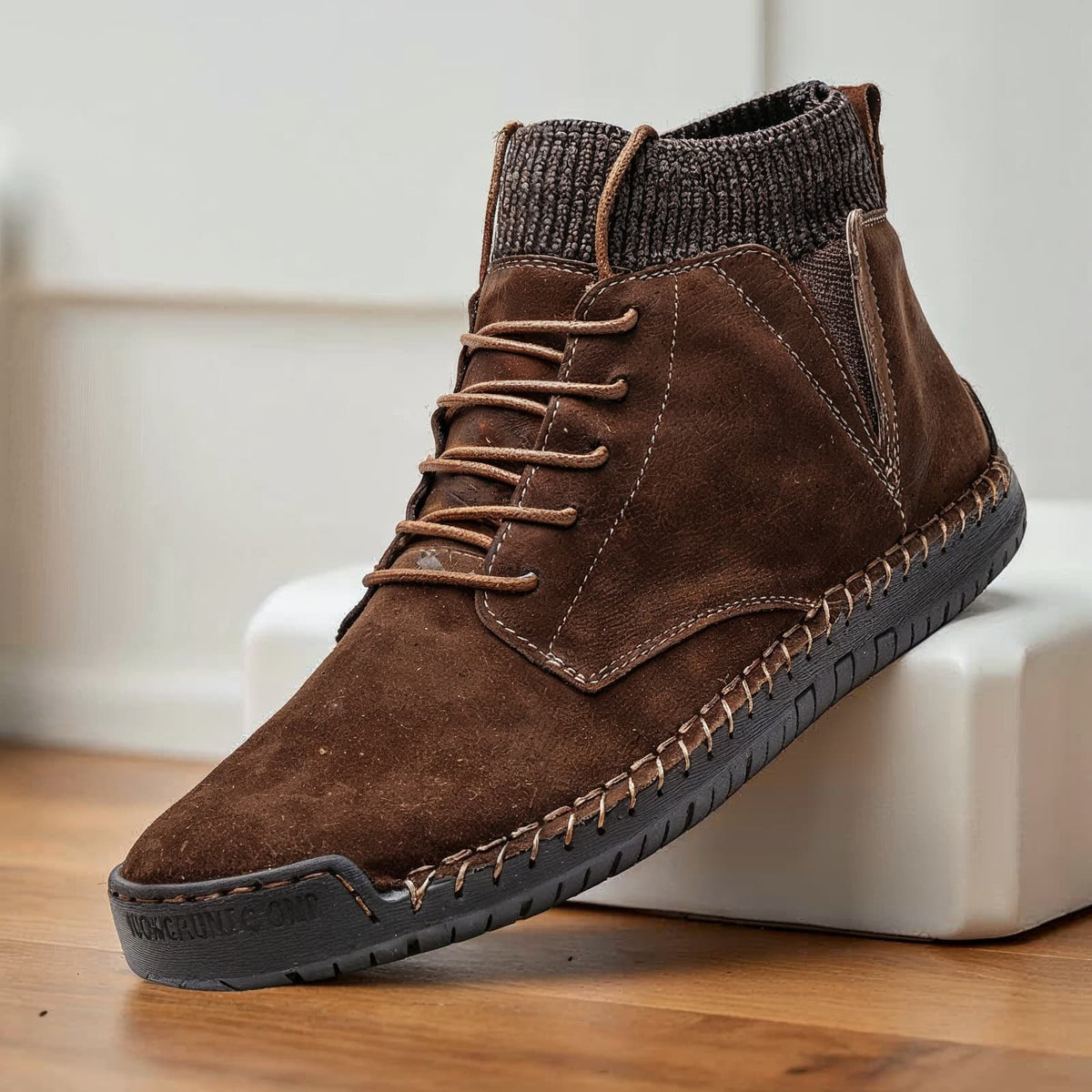 Davidson | Men Suede Sneakers With Hand Cut Panels Reinforced Side Seams Shock Absorbing Midsole And Cushioned Insole