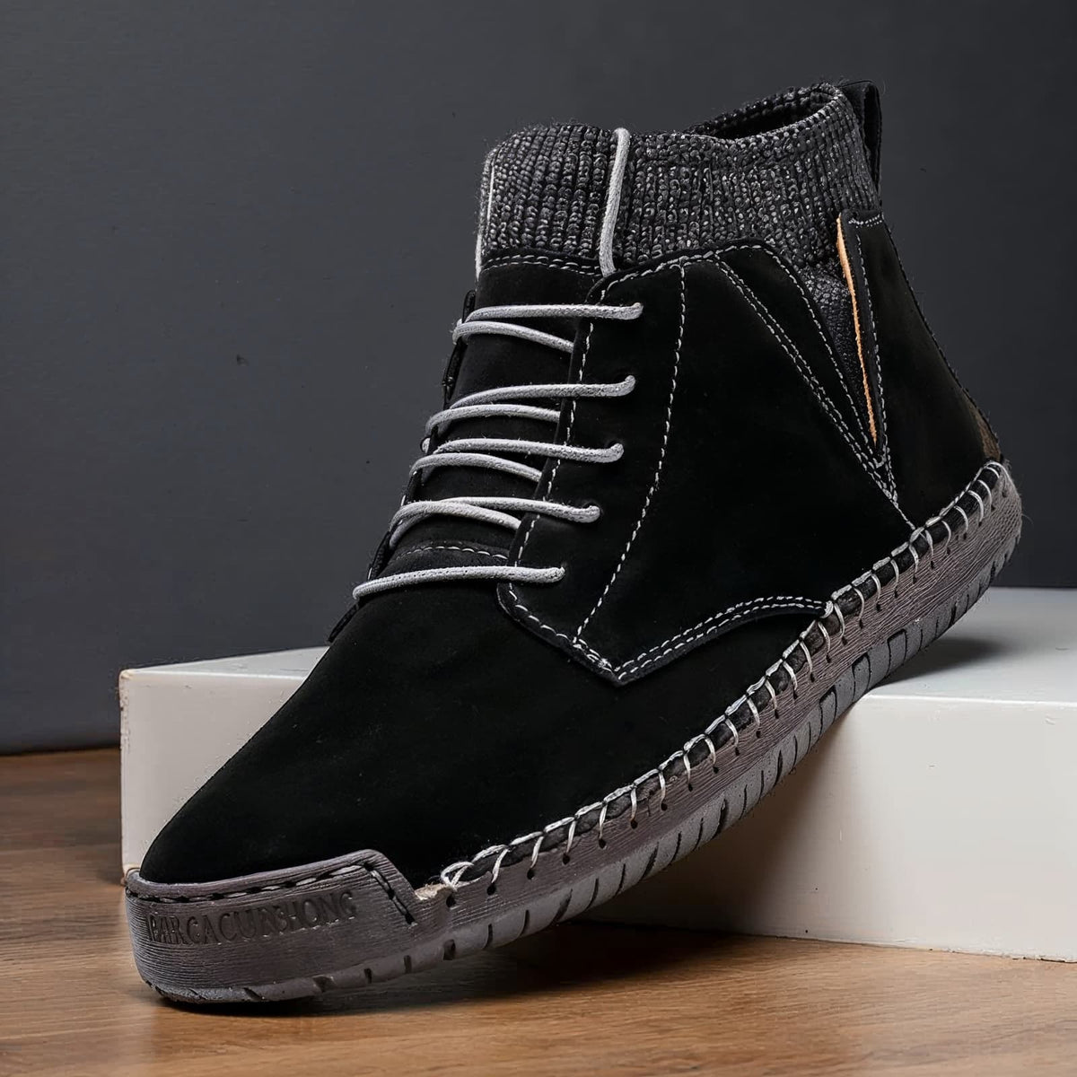 Davidson | Men Suede Sneakers With Hand Cut Panels Reinforced Side Seams Shock Absorbing Midsole And Cushioned Insole