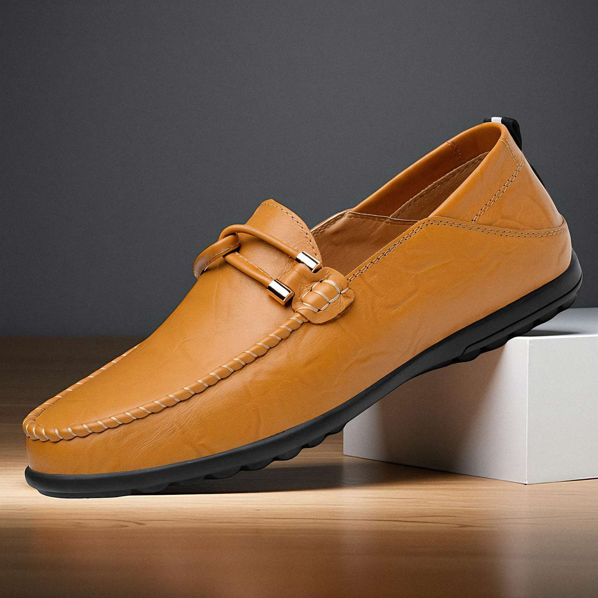 Bettino | Men Italian Leather Loafers With Lined Interior Hand Stitched Seams Looped Saddle And Driver Sole