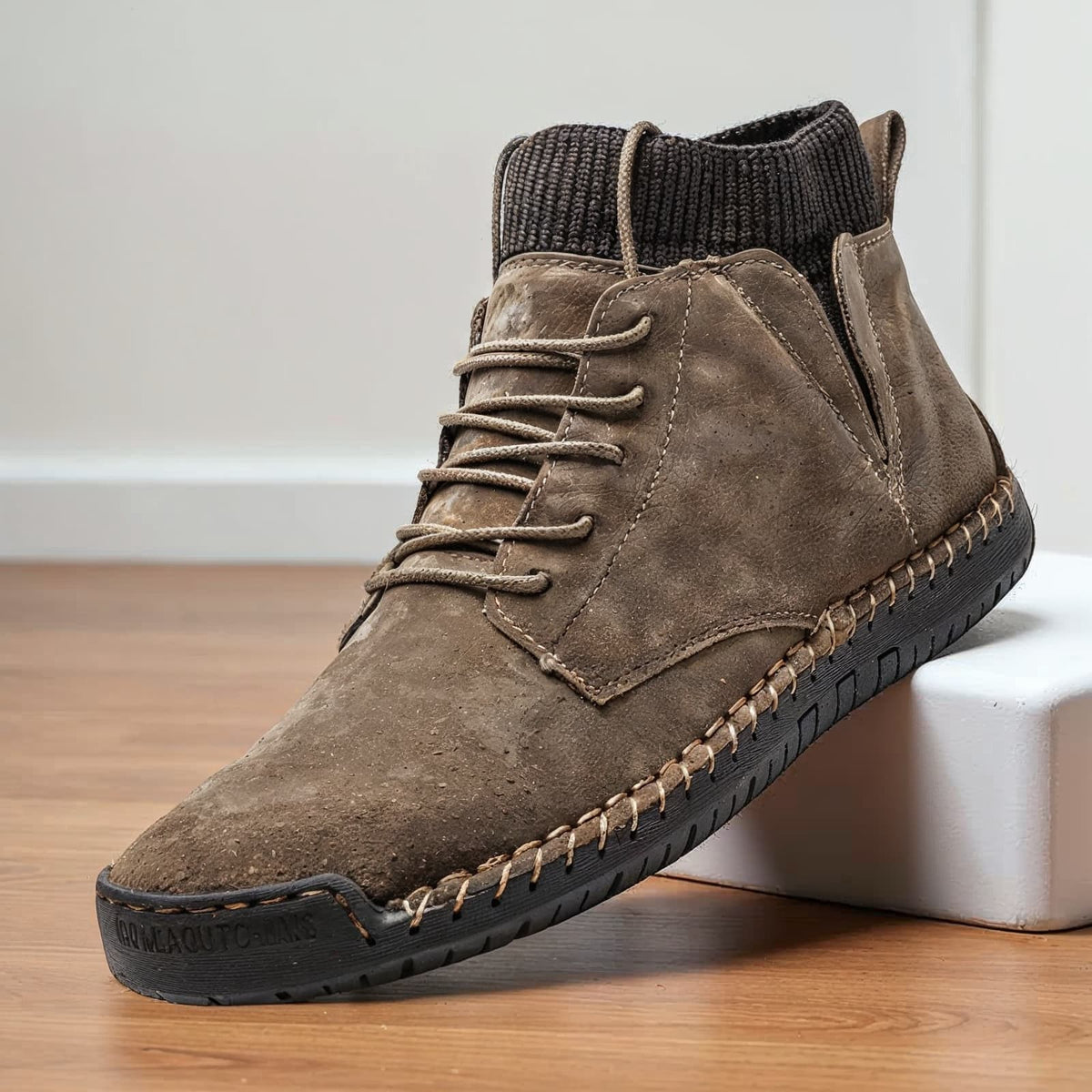 Davidson | Men Suede Sneakers With Hand Cut Panels Reinforced Side Seams Shock Absorbing Midsole And Cushioned Insole