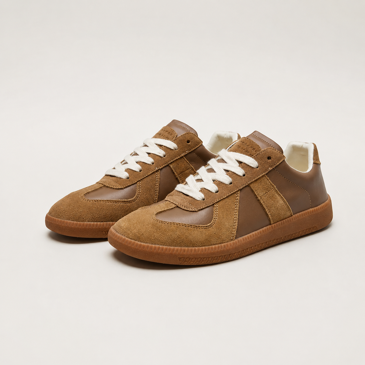 Men's german army trainers, retro low top gum sole in brown
