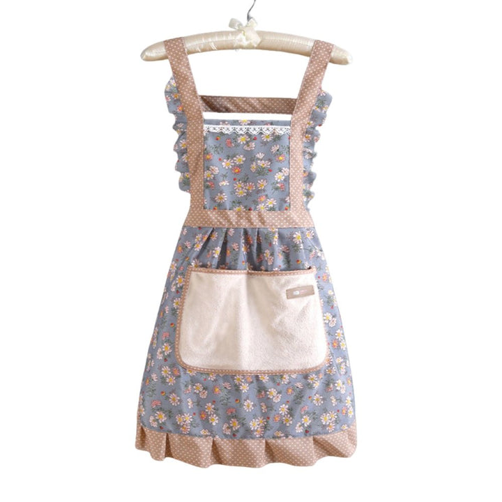 Cotton Kitchen Apron – With Floral Pattern and Water-Repellent Surface