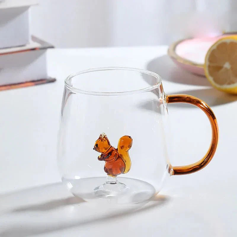 Lena - Borosilicate Glass Mug with 3D Animal Design for Coffee and Tea
