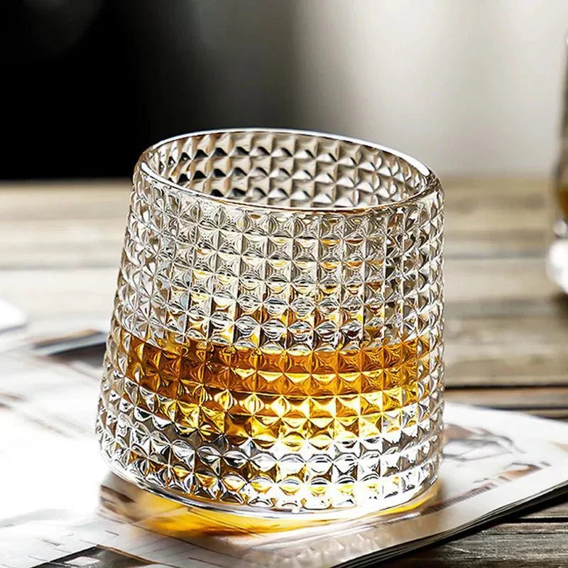 RippleGlaze – Textured Whisky Glass with Rotational Design for Elegant Drinking