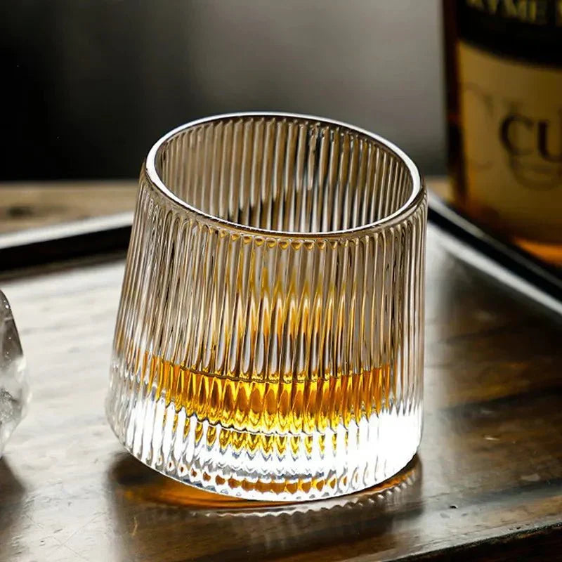 RippleGlaze – Textured Whisky Glass with Rotational Design for Elegant Drinking