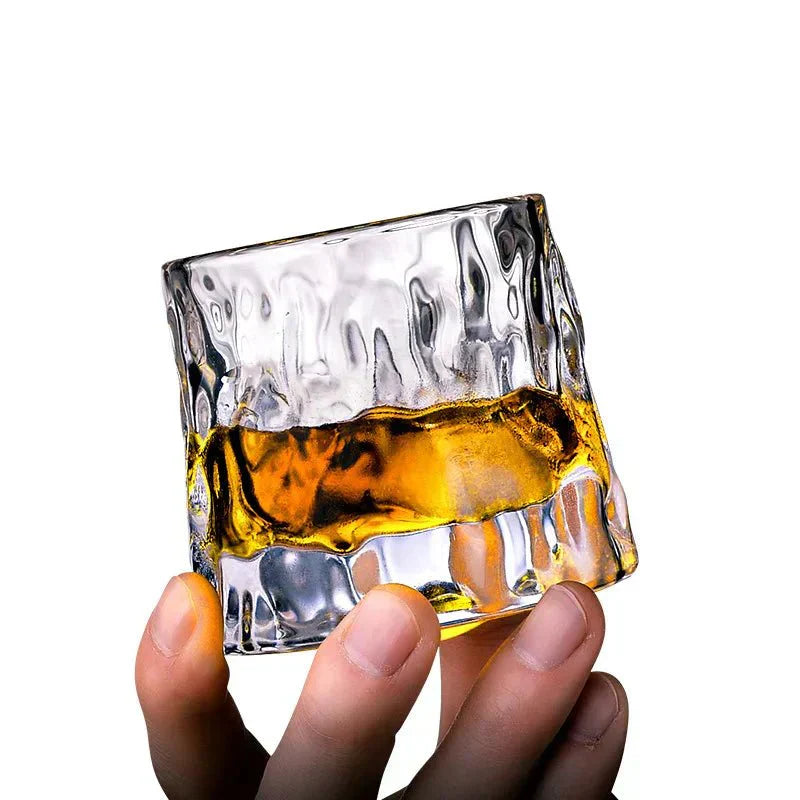 RippleGlaze – Textured Whisky Glass with Rotational Design for Elegant Drinking