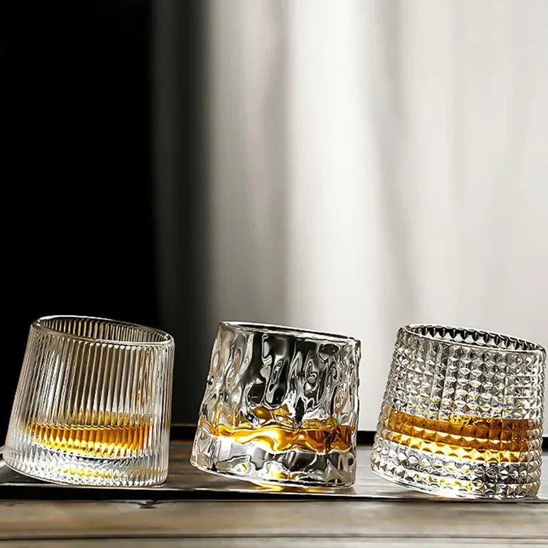 RippleGlaze – Textured Whisky Glass with Rotational Design for Elegant Drinking