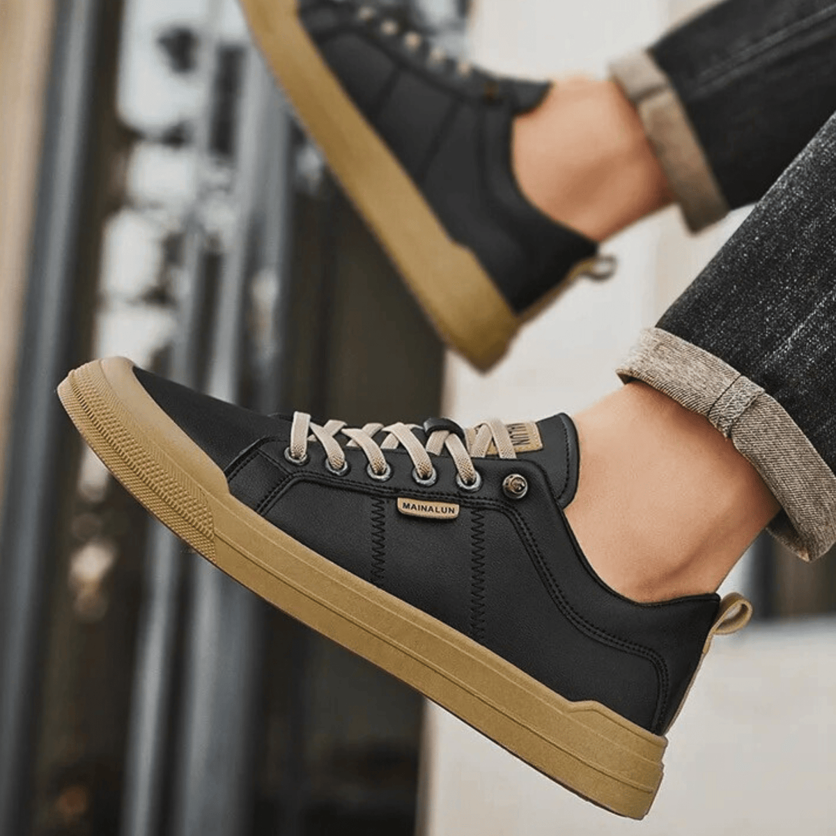 Harrington | Men Leather Low Top Trainers With Reinforced Stitching And Cushioned Insole For Streetwear Or Smart Casual