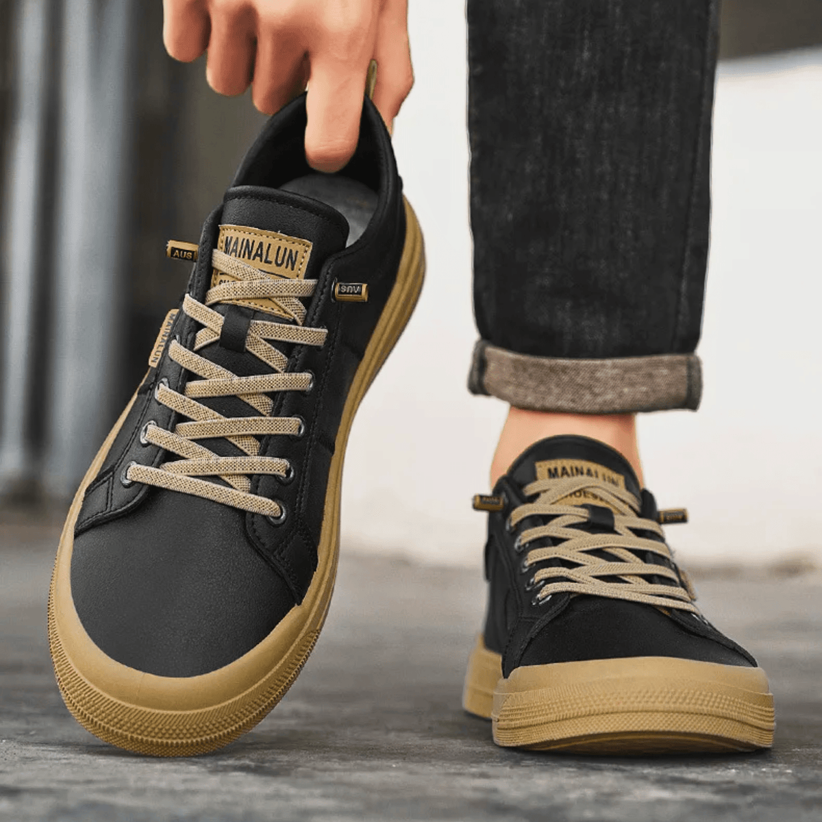 Harrington | Men Leather Low Top Trainers With Reinforced Stitching And Cushioned Insole For Streetwear Or Smart Casual
