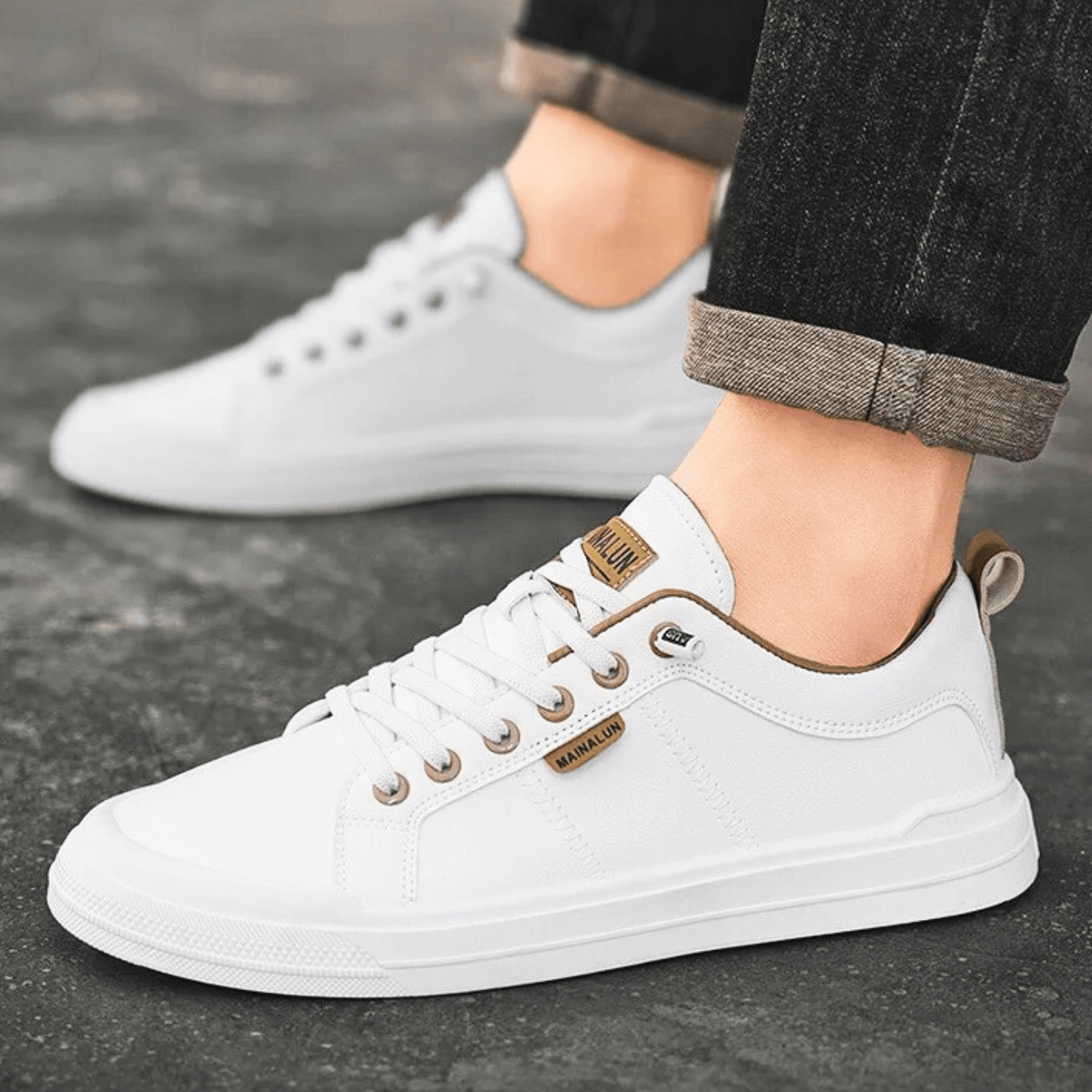 Harrington | Men Leather Low Top Trainers With Reinforced Stitching And Cushioned Insole For Streetwear Or Smart Casual