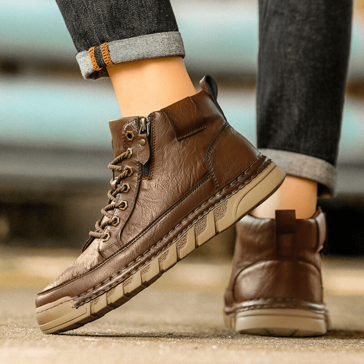 Kingsley | Men Leather Ankle Boots With Streamlined Silhouette Cushioned Sole And Refined Stitch Detailing For City Days